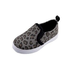 Canvas Sneakers Toddler Girl Size 6 Slip On Grey Black Animal Print